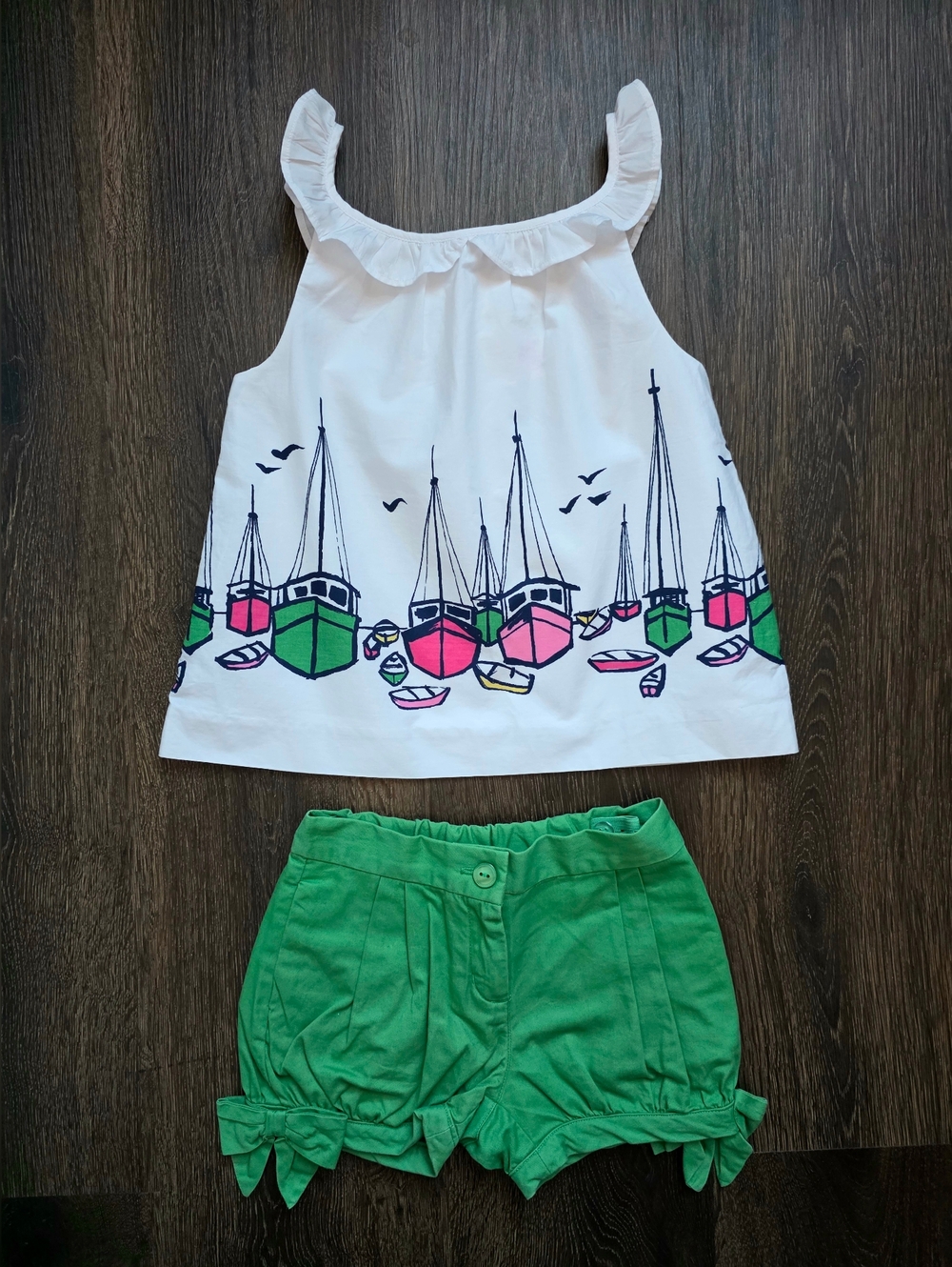 Janie & Jack vintage "Sail Away" scenic harbor outfit